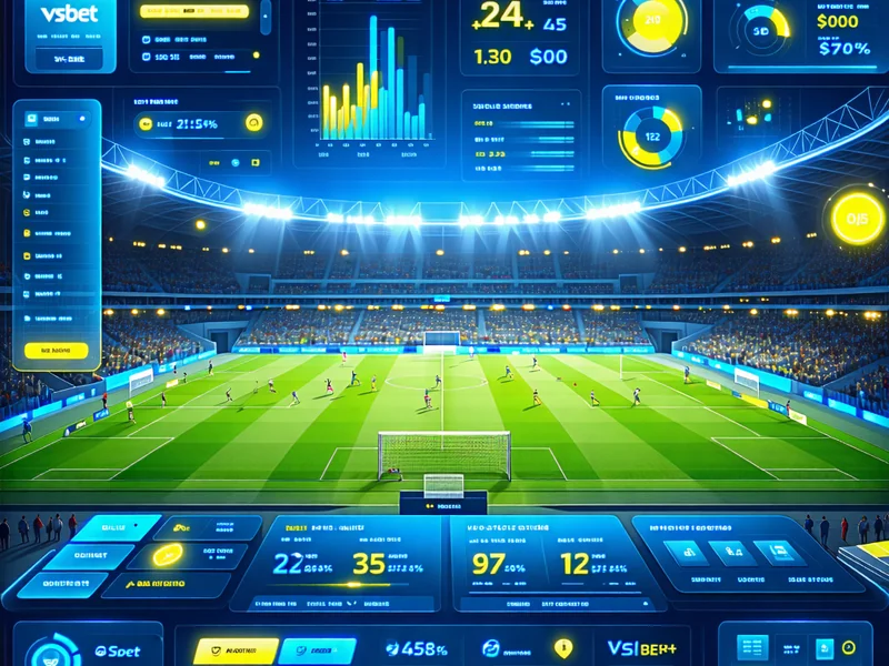 Hình ảnh tổng quan cá cược thể thao VSBET với sân vận động và các biểu tượng môn thể thao