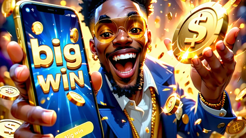 Một người chơi VSBET vui mừng với số tiền thắng lớn từ một khoản cược nhỏ, tượng trưng cho 'nhỏ mà có võ'.